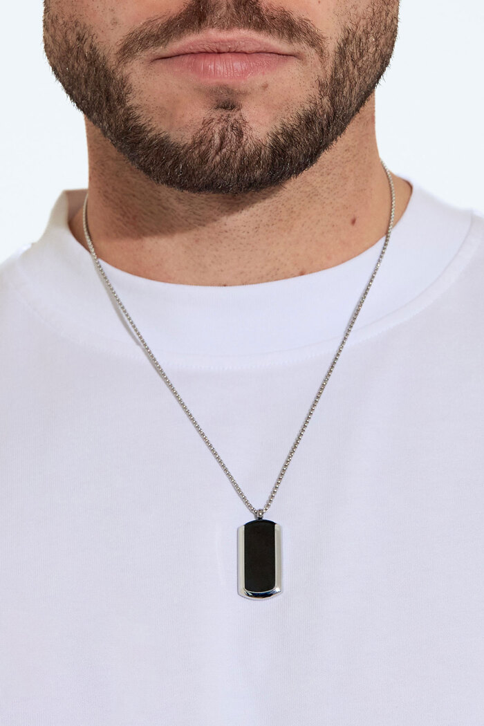Men's necklace black/silver charm - silver Picture3